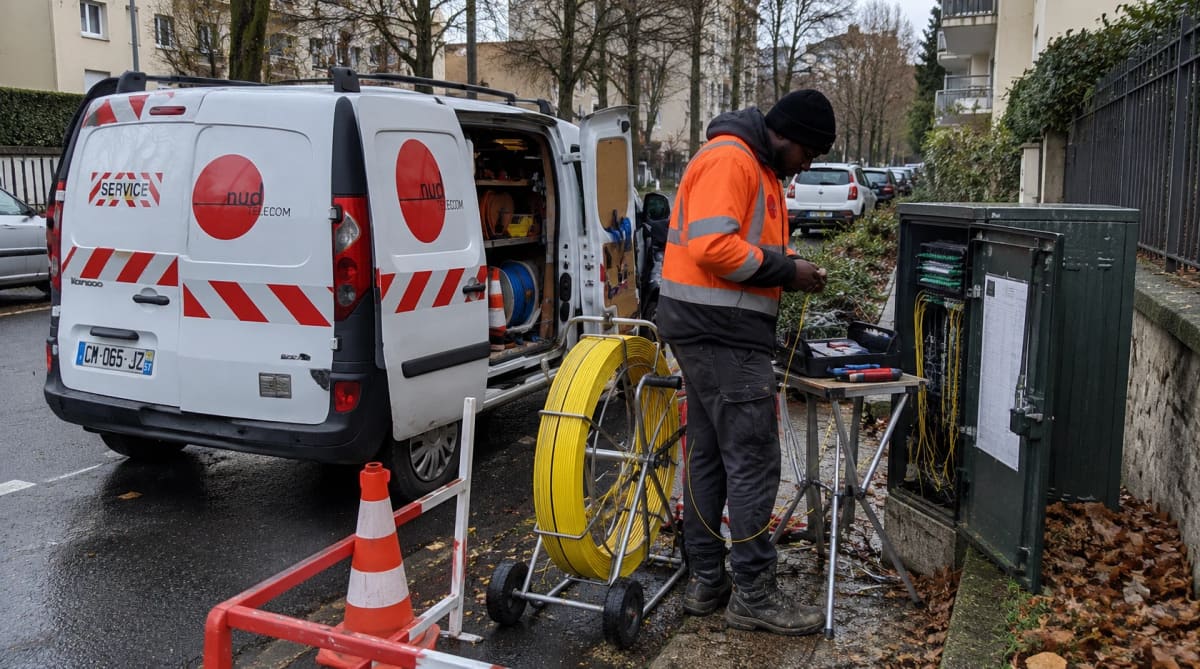 Intervention sur armoire fibre par NUD TELECOM